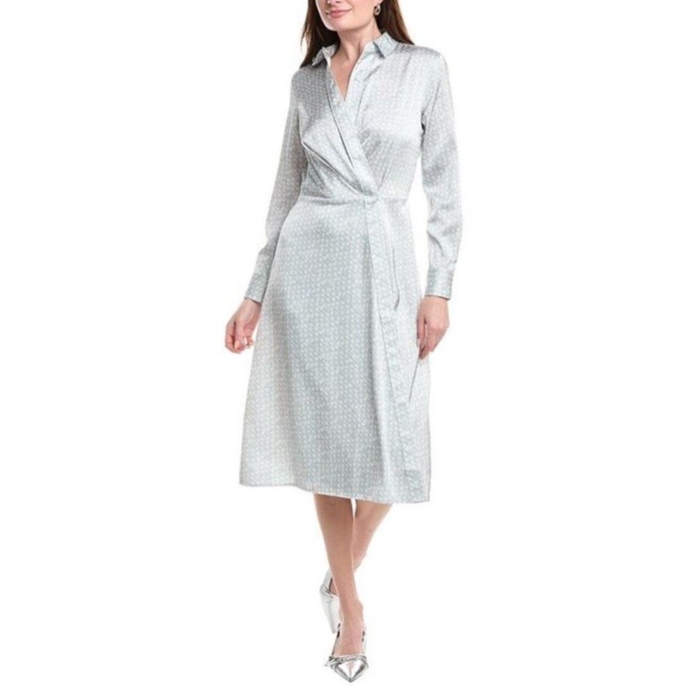 Rag & Bone Women Size 0 Danica Printed Geometric Wrap Shirt Dress Grey